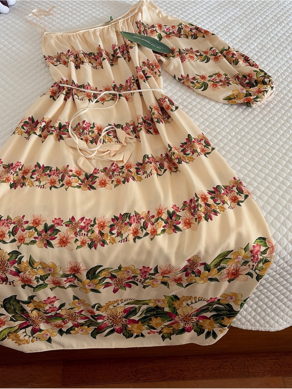FARM Rio One-Shoulder Floral Maxi Dress in Cream NWT - Picture 4 of 13